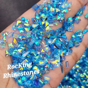 Assorted Shapes-Transparent Blue Jelly-Various Sized Flatback Non Hotfix Resin Rhinestones-10g-20g