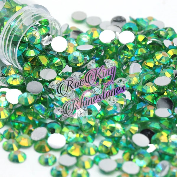 Peridot AB Resin Rhinestones-2MM-3MM-4MM-5MM-6MM-Multi 4pk (2m,3m,4m,5m)-Non-Hot fix Rhinestones-Bling-500/1000/3000pcs