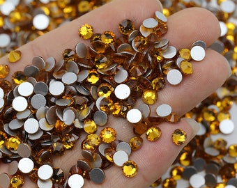 Yellow Topaz Glass High Quality Sparkle Flatback Non-Hotfix Rhinestones Choose Sizes SS6/SS8/SS10/SS12/SS16/SS20/SS30