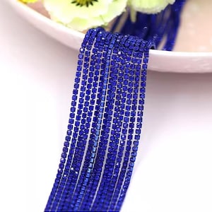 Sapphire (Blue) Glass Rhinestone Trim Chain-SS12 (3mm)