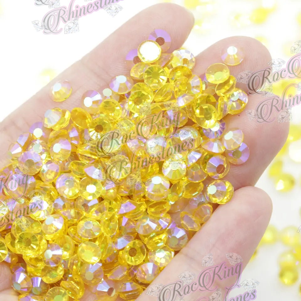 beadsland Flat Back Crystal Rhinestones Round Gems, Lemon Yellow  (4.6-4.8mm) SS20/1440pcs