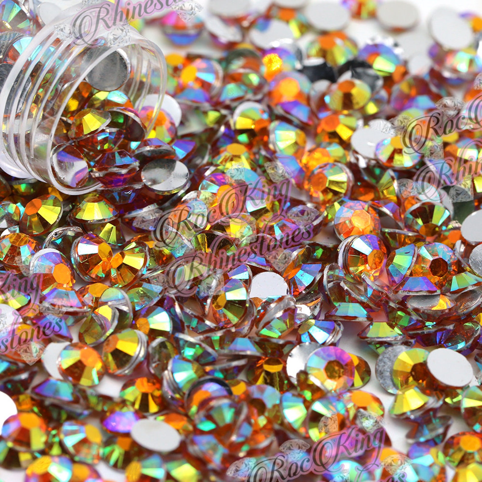 Orange AB Resin Rhinestones-2mm-3mm-4mm-5mm-6mm-multi 4pk (2m,3m,4m,5m ...