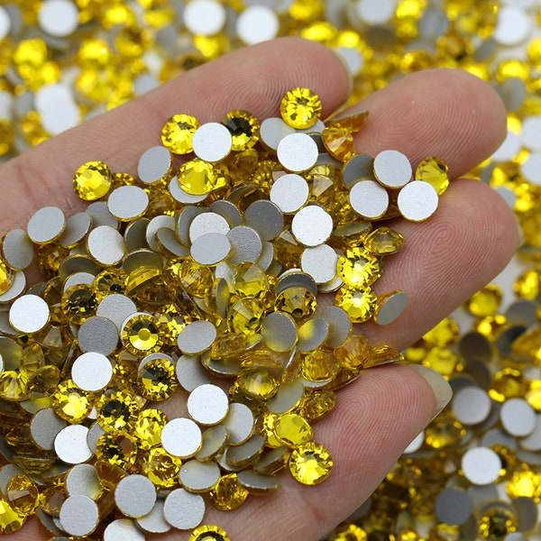 Citrine-Glass Rhinestones-Non-Hot fix-SS6-SS10-SS12-SS16-SS20-SS30-Bling-Embellishments-Nail Art-144/288/720/1440pcs