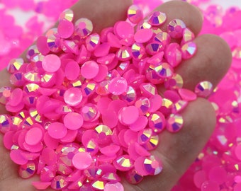 Hot Pink AB Jelly-Non-Hot fix Flatback Rhinestones-2MM-3MM-4MM-5MM-6MM-Mixed 4pk(2m,3m,4m,5m)-500/1000/3000pcs