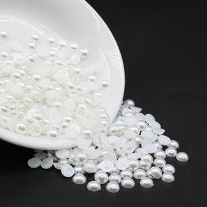 White Flat Back Half Round Flatback pearls
