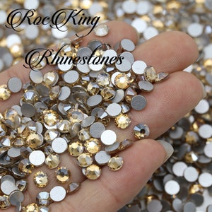 Golden Shadow Glass High Quality Sparkle Flatback Non-Hotfix Rhinestones Choose Sizes SS6/SS8/SS10/SS12/SS16/SS20/SS30