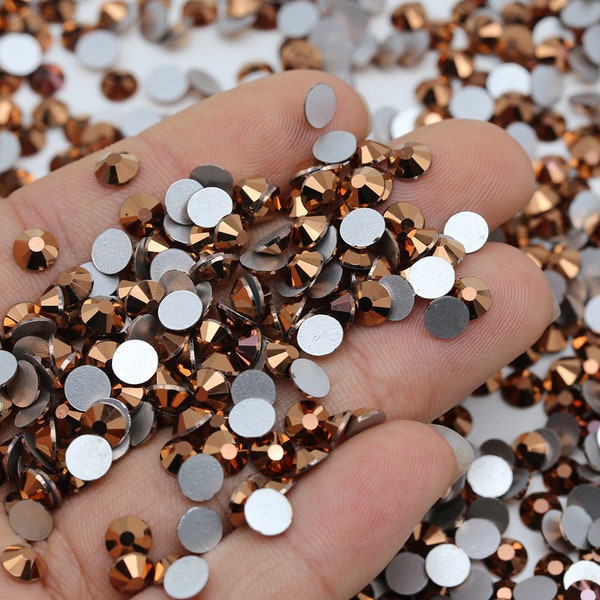 Rose Gold-Glass Rhinestones-Non-Hot fix-SS6-SS8-SS10-SS12-SS16-SS20-SS30-Bling-Embellishments-Nail Art-144/288/720/1440pcs