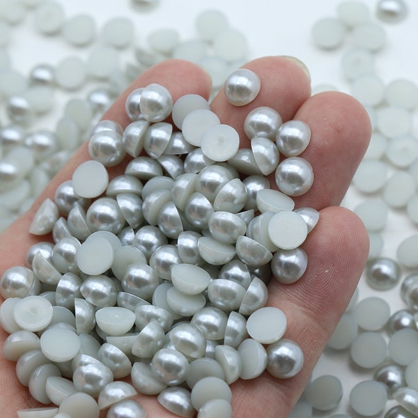 Lt. Gray-Flat Back Half Round Pearls-Bead pearls-2mm-3mm-4mm-5mm-6mm-Non Hotfix