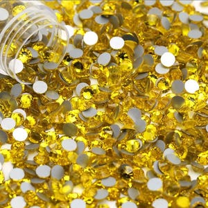 Yellow (Citrine) Glass Rhinestones, Flatback Non-Hotfix, DIY Craft Supplies, SS6-SS10, SS12, SS16, SS20, SS30