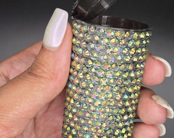Opbergpot met strass-steentjes - Easy Squeeze pop-top reismedicijnfles / bling-pillendoosje