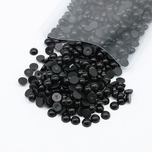 Black Flat Back Half Round Pearls