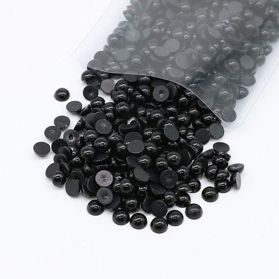 Black Half Pearls-flat Back Half Round Pearls-bead  Pearls-2mm-3mm-4mm-5mm-6mm-7mm-8mm-9mm-10mm-non Hotfix 