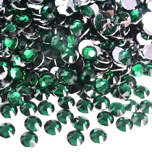 Dark Green Resin High Quality Sparkle Flatback Rhinestones Choose Size: 2MM / 3MM / 4MM / 5MM / 6MM
