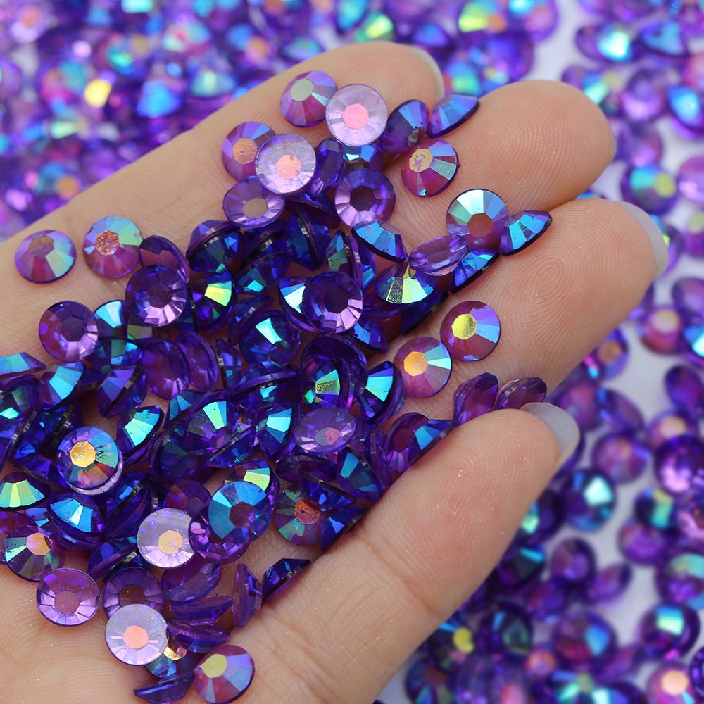 qiipii 1280PCS 6mm Blue AB Resin Rhinestones for Crafts Royal Blue AB Flatback Jelly Rhinestones Bulk SS30 Non-Hotfix Stones Diamonds Crystals Gems Pack for Mugs Tumblers Bottles DIY Crafts Decoration