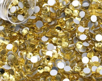 Champagne (Jonquil) Glass High Quality Sparkle Flatback Non-Hotfix Rhinestones Choose Sizes SS6/SS8/SS10/SS12/SS16/SS20/SS30