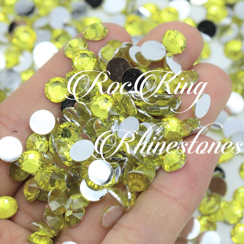 Yellow Grey Rhinestone Lemon Yellow Resin Rhinestones, Flatback Non-hotfix DIY Craft Supplies ...