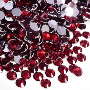 Dk Red (Dk Siam) Resin High Quality Sparkle Flatback Rhinestones Choose Size: 2MM / 3MM / 4MM / 5MM / 6MM