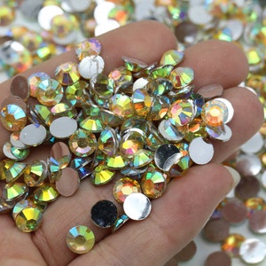 Crystal Yellow AB Resin Rhinestones-2MM-3MM-4MM-5MM-6MM-Multi 4pk (2m,3m,4m,5m)-Non-Hot fix Rhinestones-Bling-500/1000/3000pcs