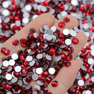Medium Red (Med Siam) Glass High Quality Sparkle Flatback Non-Hotfix Rhinestones Choose Sizes SS6/SS8/SS10/SS12/SS16/SS20/SS30