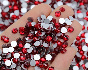Medium Red (Med Siam) Glass High Quality Sparkle Flatback Non-Hotfix Rhinestones Choose Sizes SS6/SS8/SS10/SS12/SS16/SS20/SS30