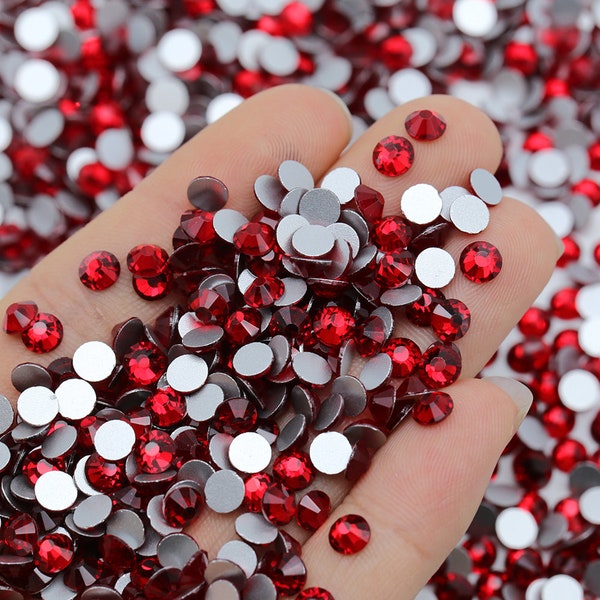 Med Siam (Med Red) Glass Rhinestones-Non-Hot fix-SS6-SS8-SS10-SS12-SS16-SS20-SS30-Bling-Embellishments-Nail Art-144/288/720/1440pcs