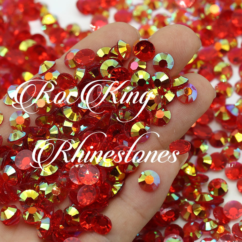 1920Pcs Red Rhinestones for Nails, Red Flatback Nail Rhinestones Gems  S1-Red