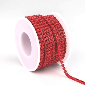 Red Crystal Glass Rhinestone Trim Sparkle Chain: SS12 (3mm)