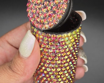 Opbergpot met strass-steentjes - Easy Squeeze pop-top reismedicijnfles / bling-pillendoosje