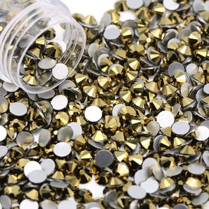 Antique Metallic Gold Glass Rhinestones-Non-Hot fix-SS6-SS8-SS10-SS12-SS16-SS20-SS30-Bling-Embellishments-Nail Art-144/288/720/1440pcs