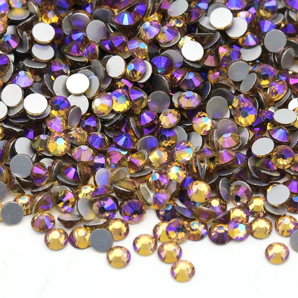 Champagne Purple Glass Rhinestones-Non-Hot fix-SS6-SS8-SS10-SS12-SS16-SS20-SS30-Bling-Embellishments-Nail Art-144pcs-288pcs