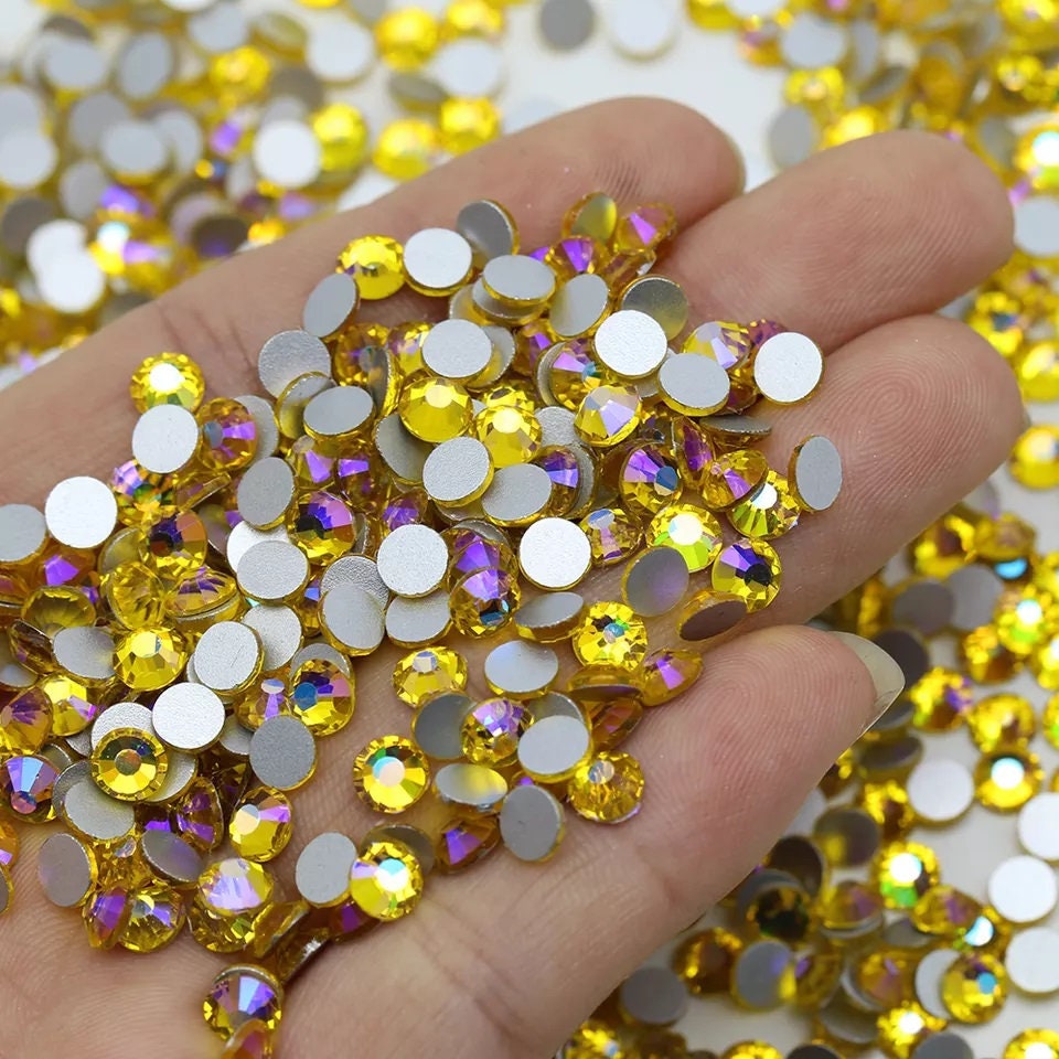 Crystal Yellow-Resin  Rhinestones-Bling-500pcs-1000pcs-2MM-3MM-4MM-5MM-6MM-Mixed 4pk (2m,3m,4m,5m)