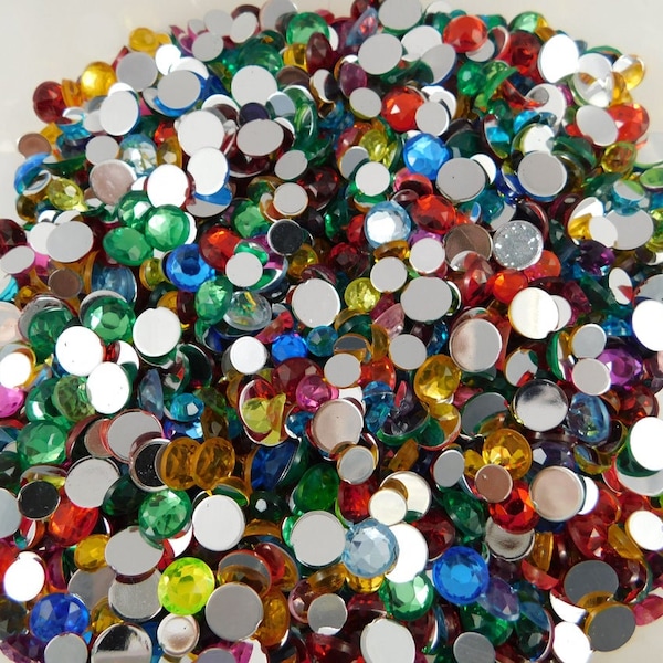 Multi Color-Assorted-Resin Rhinestones-Bling-2MM-3MM-4MM-5MM-6MM-Mixed (2m,3m,4m,5m)-500pcs-1000pcs