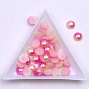 Rose Yellow AB-Flat Back Half Round Pearls-Bead pearls-2mm-3mm-4mm-5mm-6mm-Non Hotfix