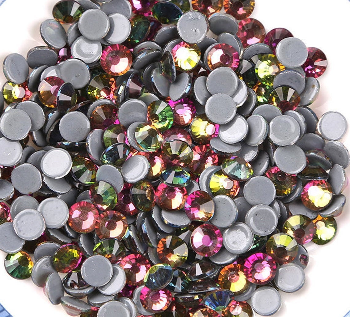 Purple Velvet HOTFIX PREMIUM Glass Rhinestones Bling Crystals  Embellishments for Fabric Choose Size ss6 ss10 ss16 ss20 ss30 High Quality
