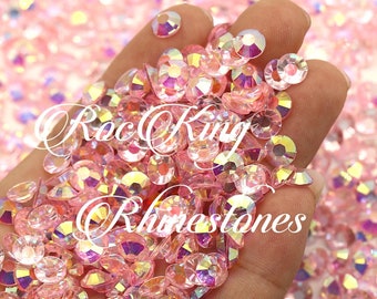 Transparent Bubblegum Resin Jelly Flatback Rhinestones, Sparkle Crystal Gems: 2mm, 3mm, 4mm, 5mm, 6mm