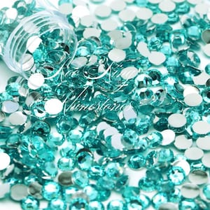 Mermaid Turquoise (Light Aqua) Resin Rhinestones, DIY Craft Supplies: 2mm, 3mm, 4mm, 5mm, 6mm