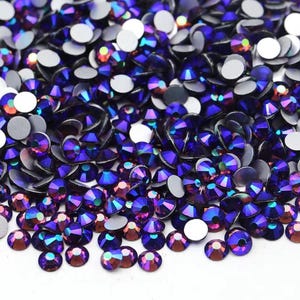 Amethyst AB Glass High Quality Sparkle Flatback Non-Hotfix Rhinestones Choose Sizes: SS6/SS8/SS10/SS12/SS16/SS20/SS30