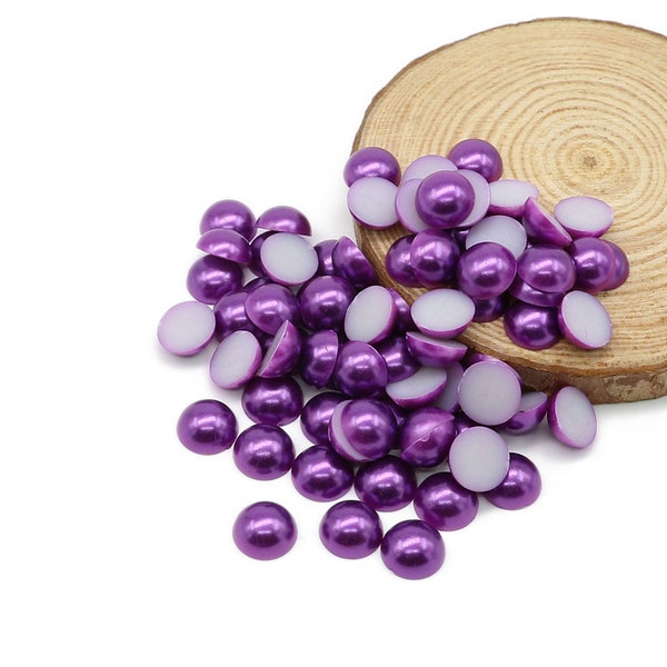 Dark Purple-Flat Back Half Round Pearls-Bead pearls-2mm-3mm-4mm-5mm-6mm-Non Hotfix