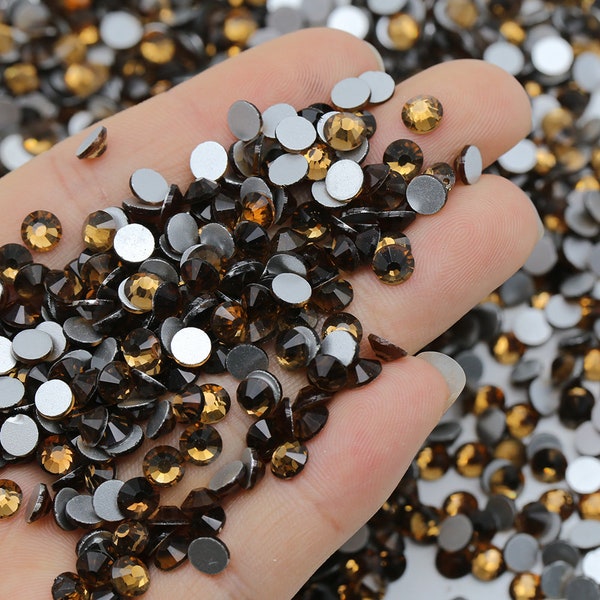 Smoked Topaz-Glass Rhinestones-Non-Hot fix-SS6-SS8-SS10-SS12-SS16-SS20-SS30-Bling-Embellishments-Nail Art-144/288/720/1440pcs