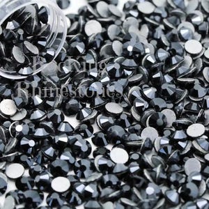 Jet Hematite Glass High Quality Sparkle Flatback Non-Hotfix Rhinestones Choose Sizes SS6/SS8/SS10/SS12/SS16/SS20/SS30