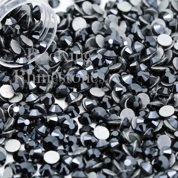 Verre hématite jais strass scintillants de haute qualité non fixables à fond plat, choisissez les tailles SS6/SS8/SS10/SS12/SS16/SS20/SS30