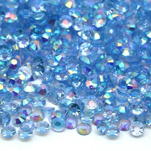 Transparent Light Blue AB Jelly Resin Non-Hotfix Rhinestones