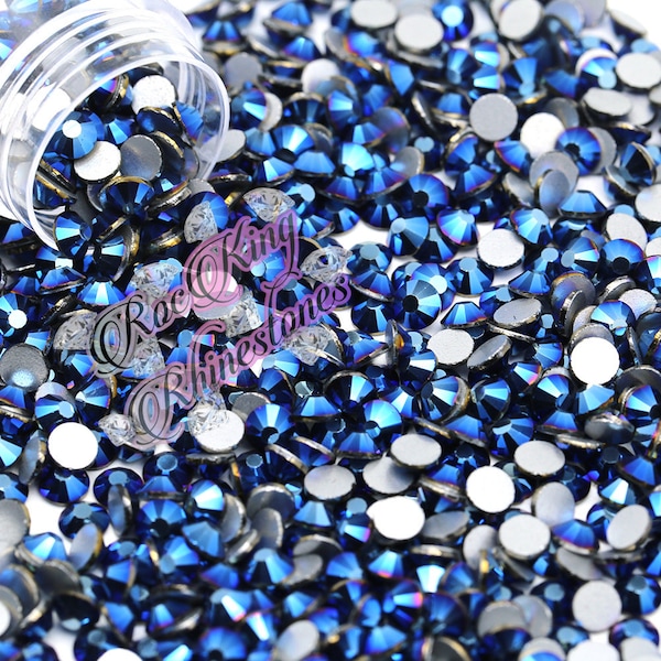 Denim Blue Glass Rhinestones-Non-Hot fix-SS6-SS8-SS10-SS12-SS16-SS20-SS30-Bling-Embellishments-Nail Art-144/288/720/1440pcs