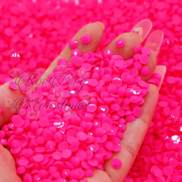 NEW* Solid Neon Pink Jelly / NO AB Coating / Flatback Resin Non-Hotfix Rhinestones / 3MM 4MM 5MM / 500pc 1000pc 3000pc / 3pk Bundle