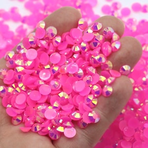 Hot Pink AB Jelly Non-Hotfix Flatback Resin Rhinestones