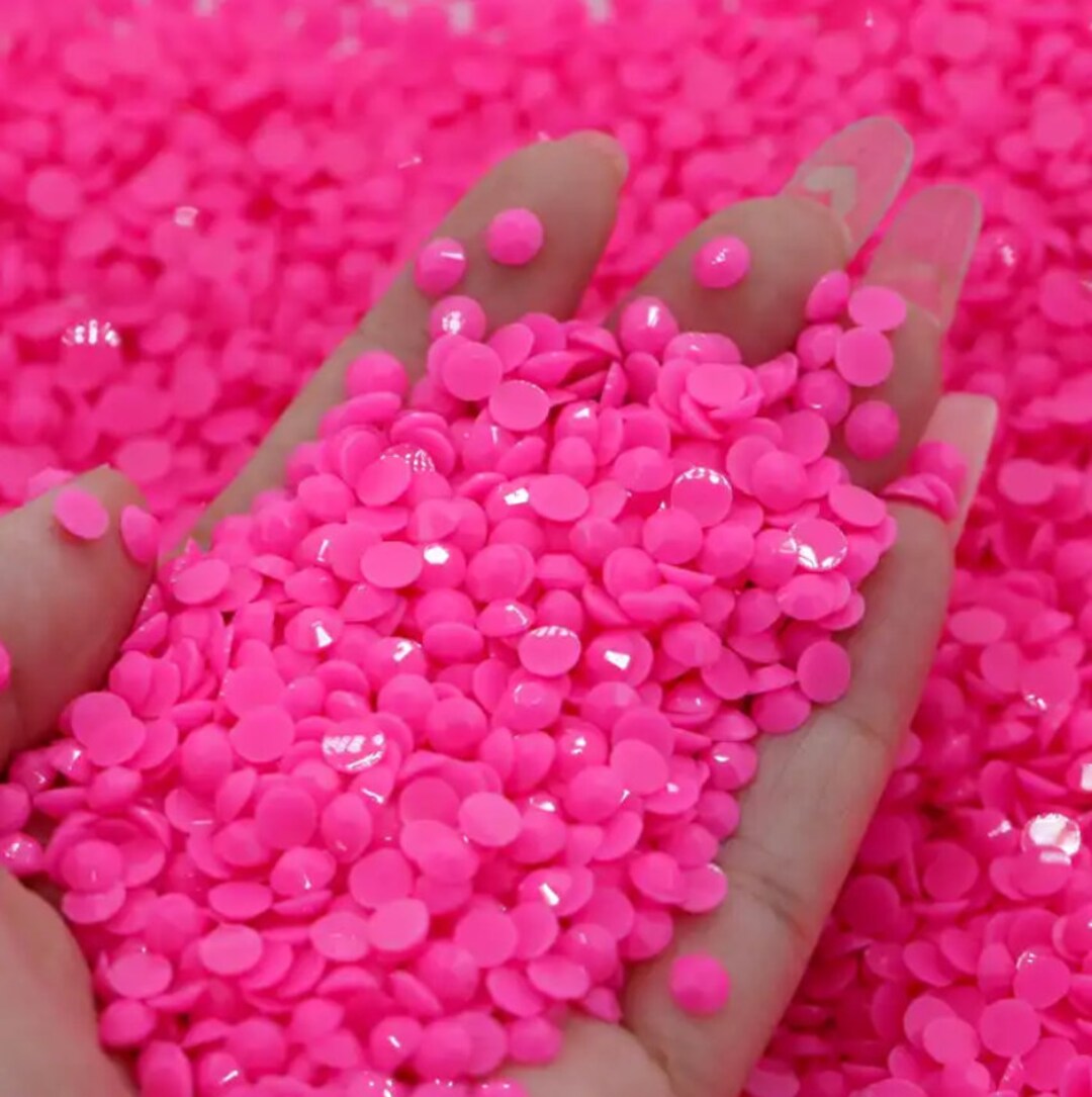 NEW* Solid Hot Pink Jelly (NO AB) Flatback Resin Non-hotfix Rhinestones ...
