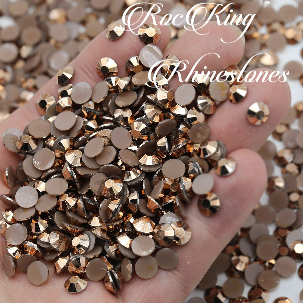 Copper rose Gold Jelly-non-hot Fix Resin  Rhinestones-bling-2mm-3mm-4mm-5mm-6mm-mixed 2m,3m,4m,5m500/1000/3000pcs 