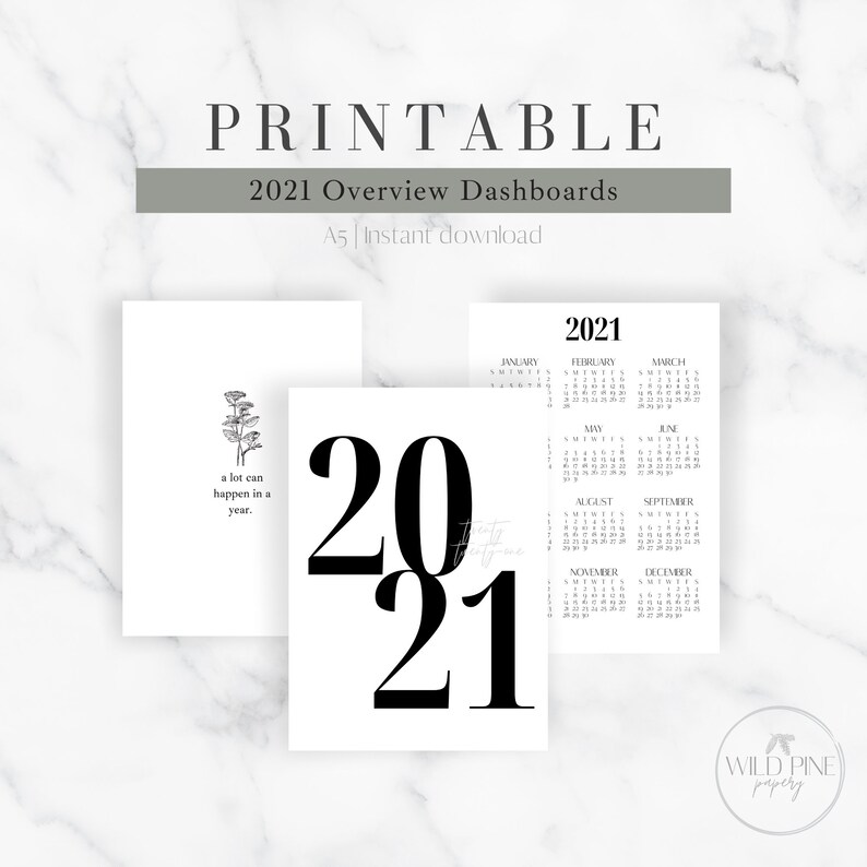 2021 Minimalist Printable Planner Insert Quote Dashboard Etsy