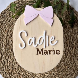 Bow Baby Sign, Birth Announcement Sign, Baby Name Sign, Hospital Name Sign, Baby Photo Prop, Baby Shower Gift, Nautical Baby Sign