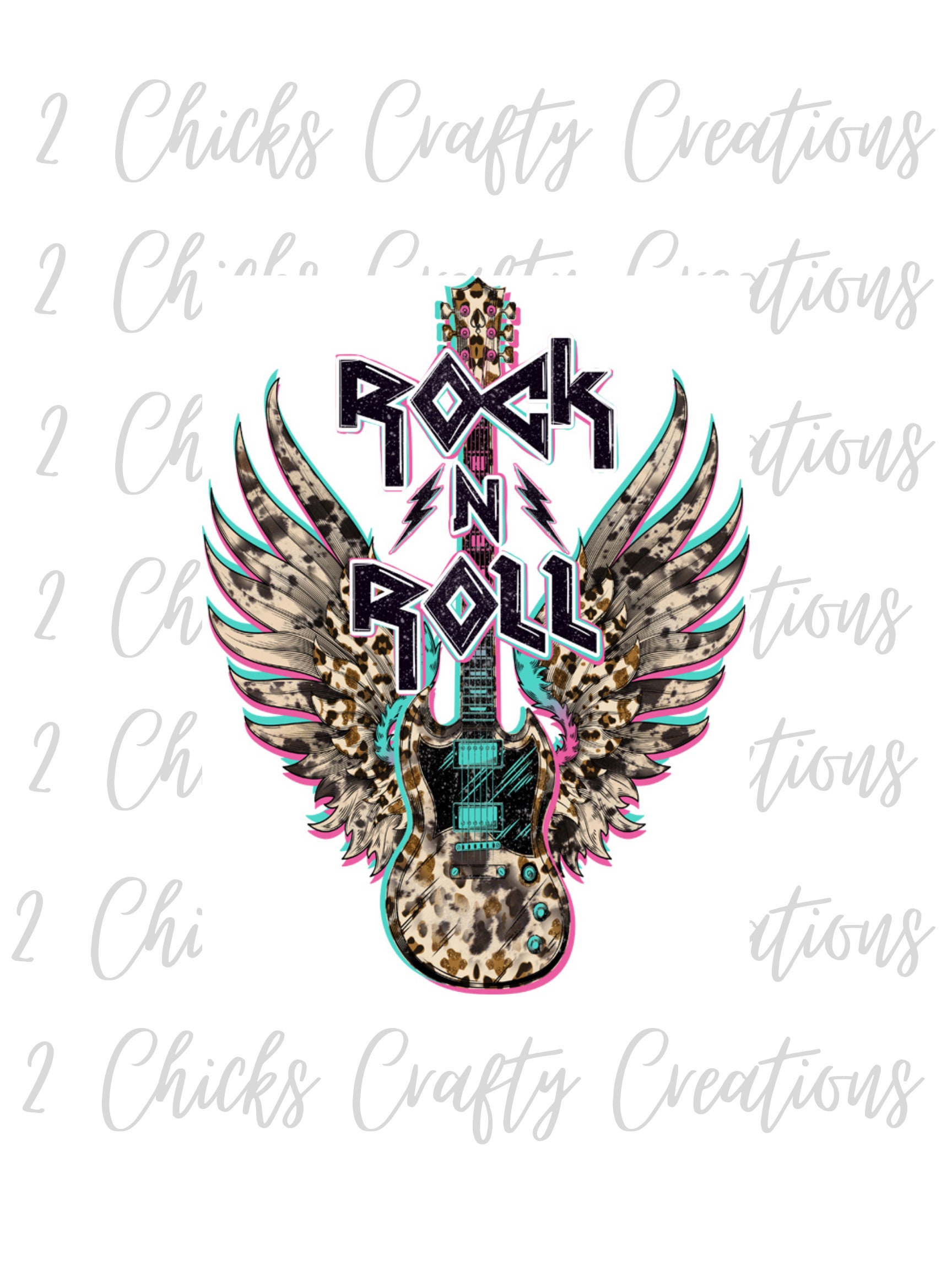 SUBLIMATION TRANSFER Rock and Roll transfer Guitar Etsy